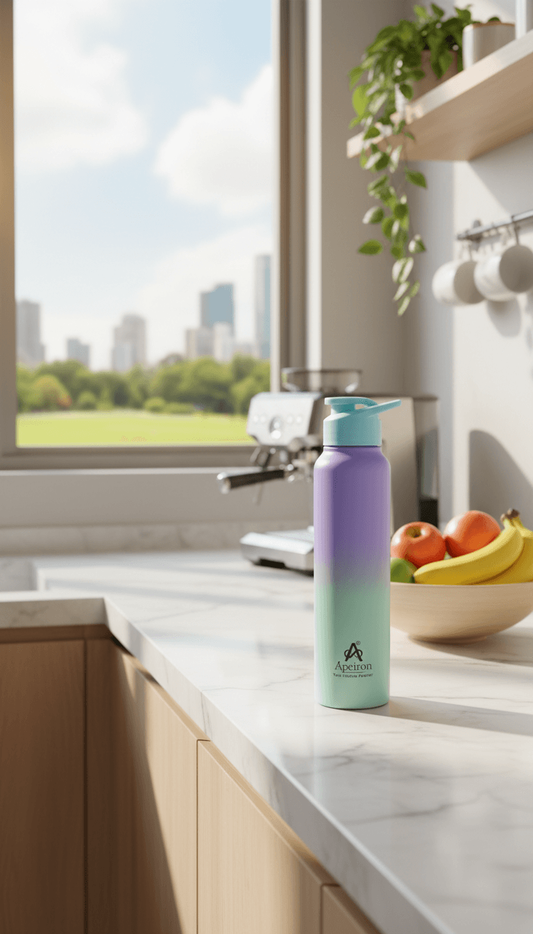Apeiron Stainless Steel Multicolour Purple & Light Green Sipper Bottle Pack Of 1
