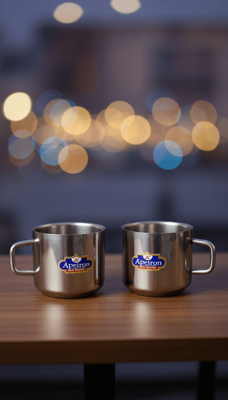 Apeiron Stainless Steel Double Wall Cup Tea & Coffee Cup (Pack of 2) (Normal Plain)
