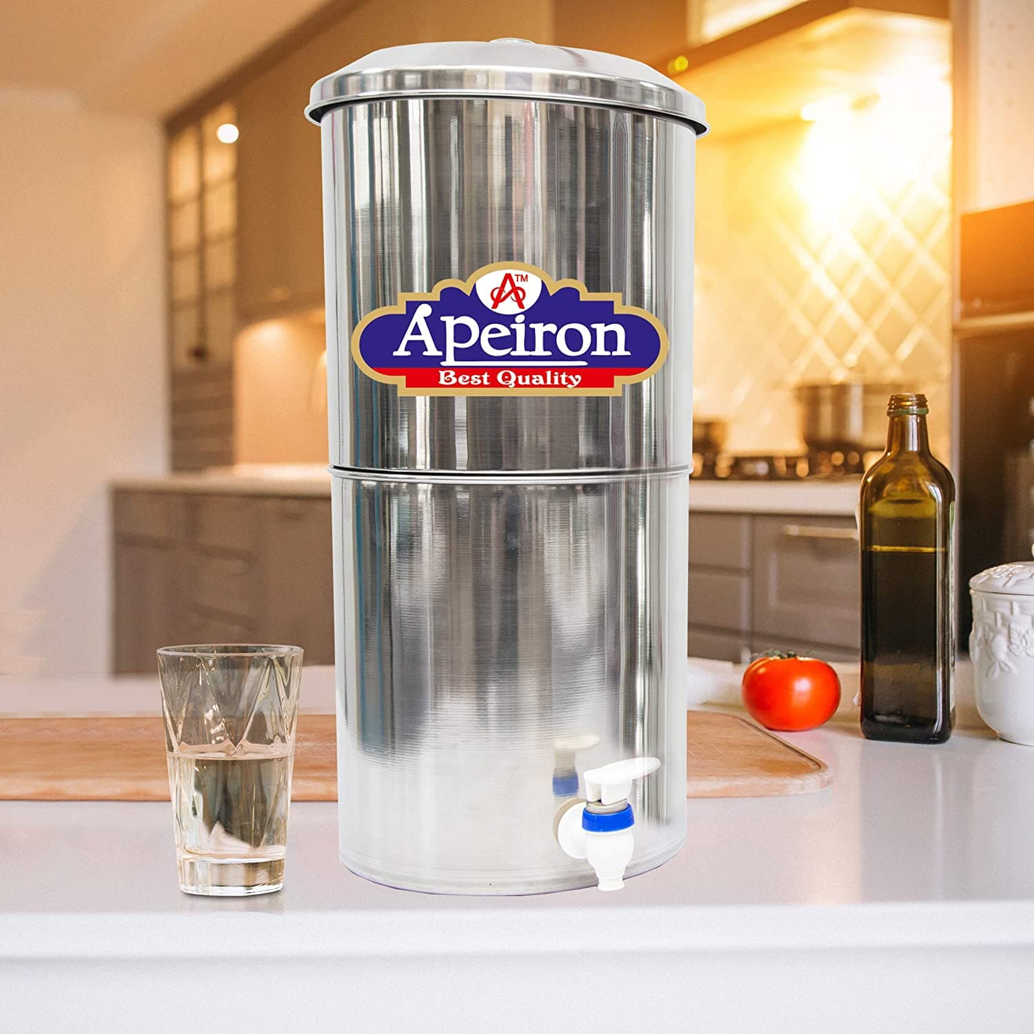 Apeiron Stainless Steel Water Filter 30LTR With 4 Candle And Tap